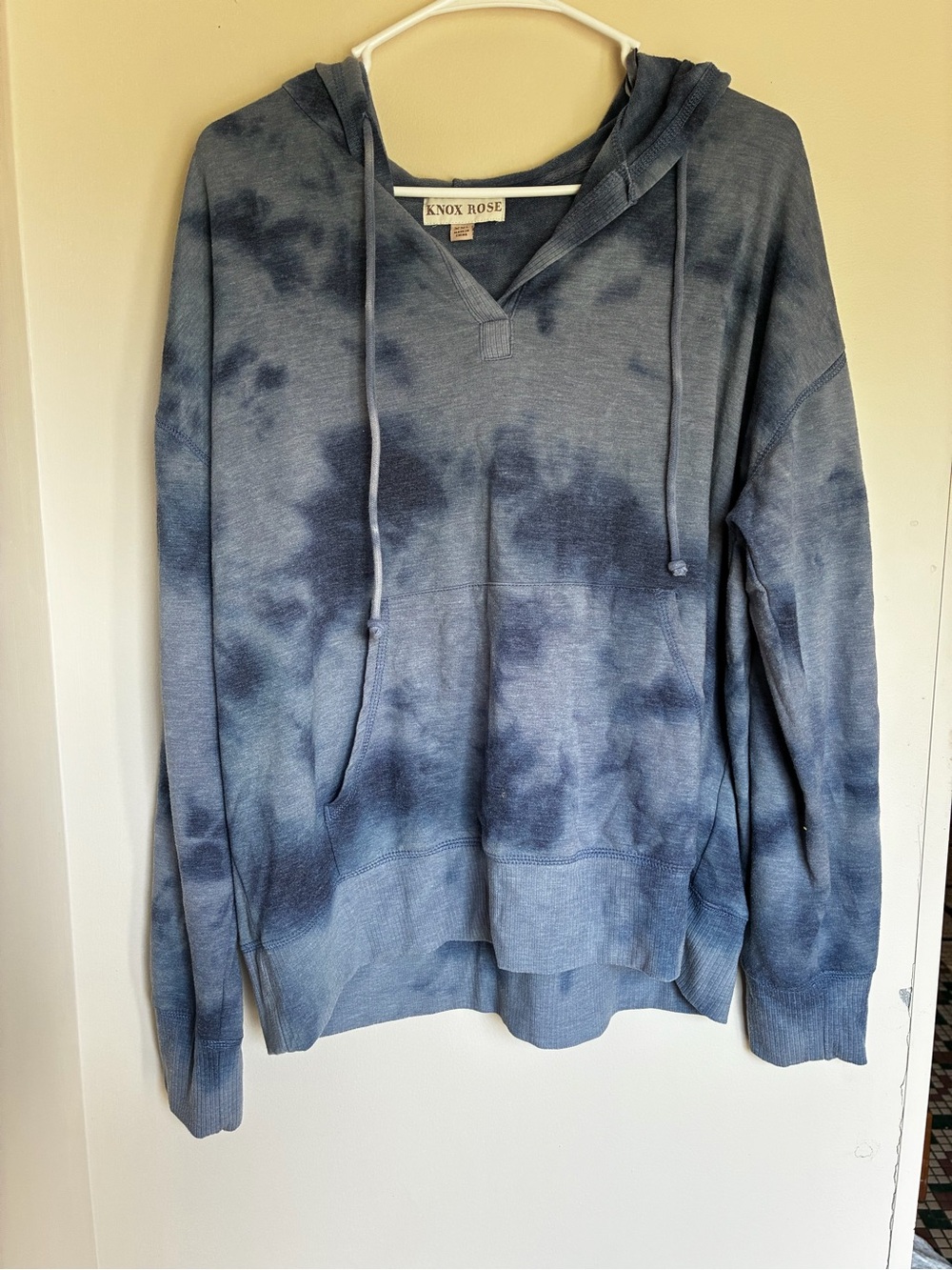 Knox Rose womens Navy Blue Tie-Dye Pullover Hoodie